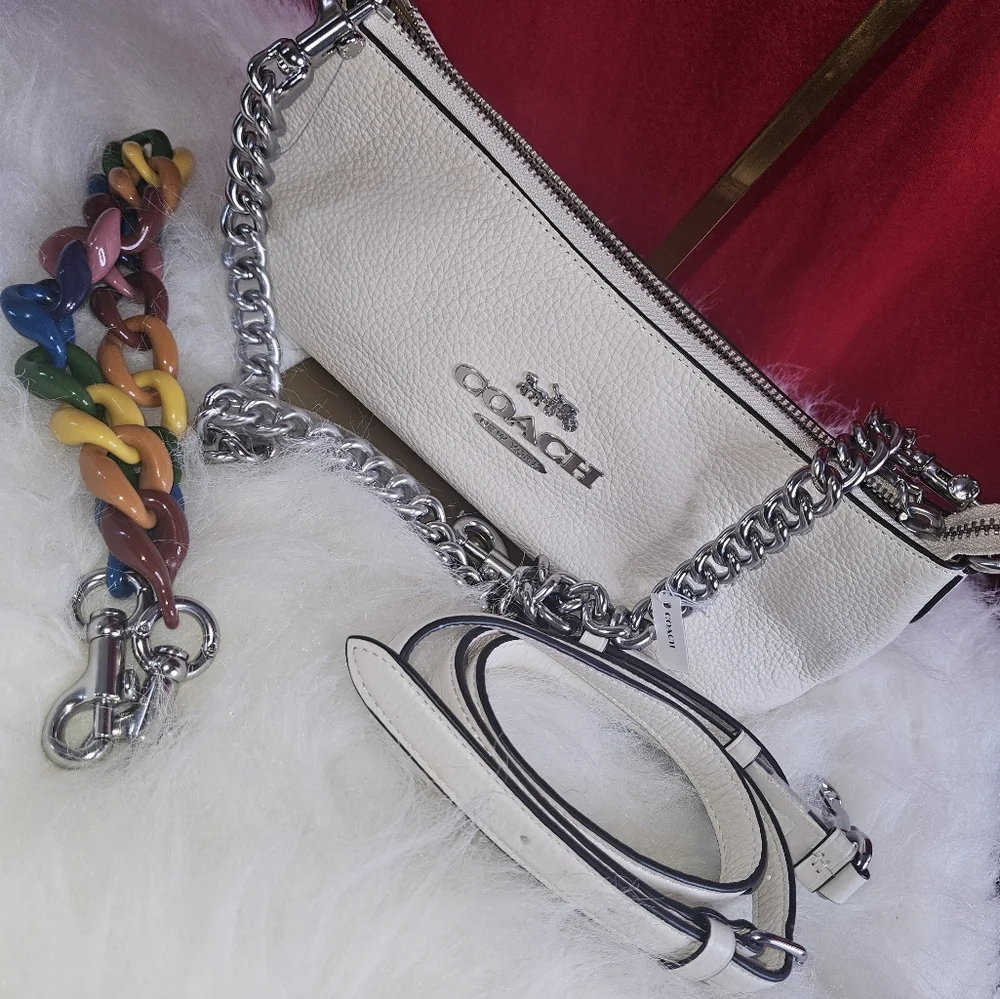Coach Charlotte Shoulder Soft Leather Bag w/3 straps Rainbow/Silver/Leather - Picture 1 of 4